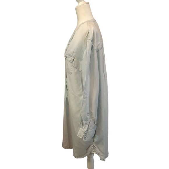 Merona Womens Long Sleeve Button-Down Tunic XL Light Blue - Picture 4 of 8